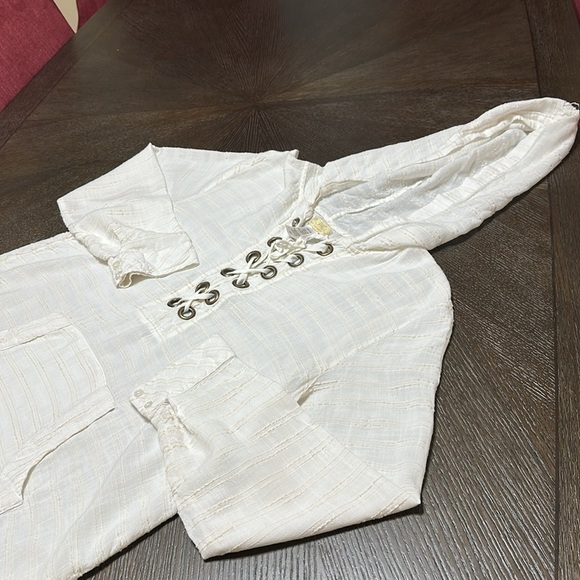 L*Space Love Letters‎ Hoodie Lace Up Tunic In Cream, Women’s Size Small - Picture 8 of 16